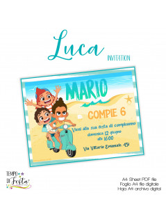 Luca disney pixar invitacion digital para imprimir.