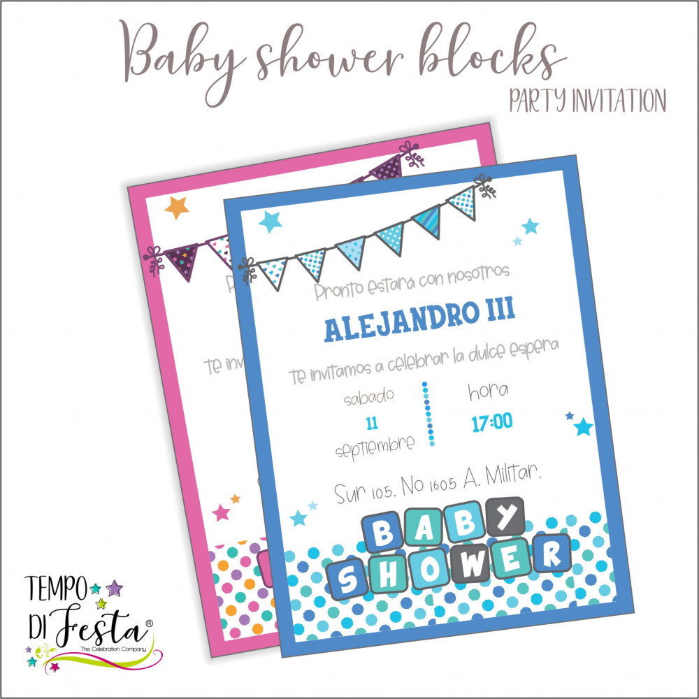 Baby Blocks printable and customized invitations | Tempodifesta.com