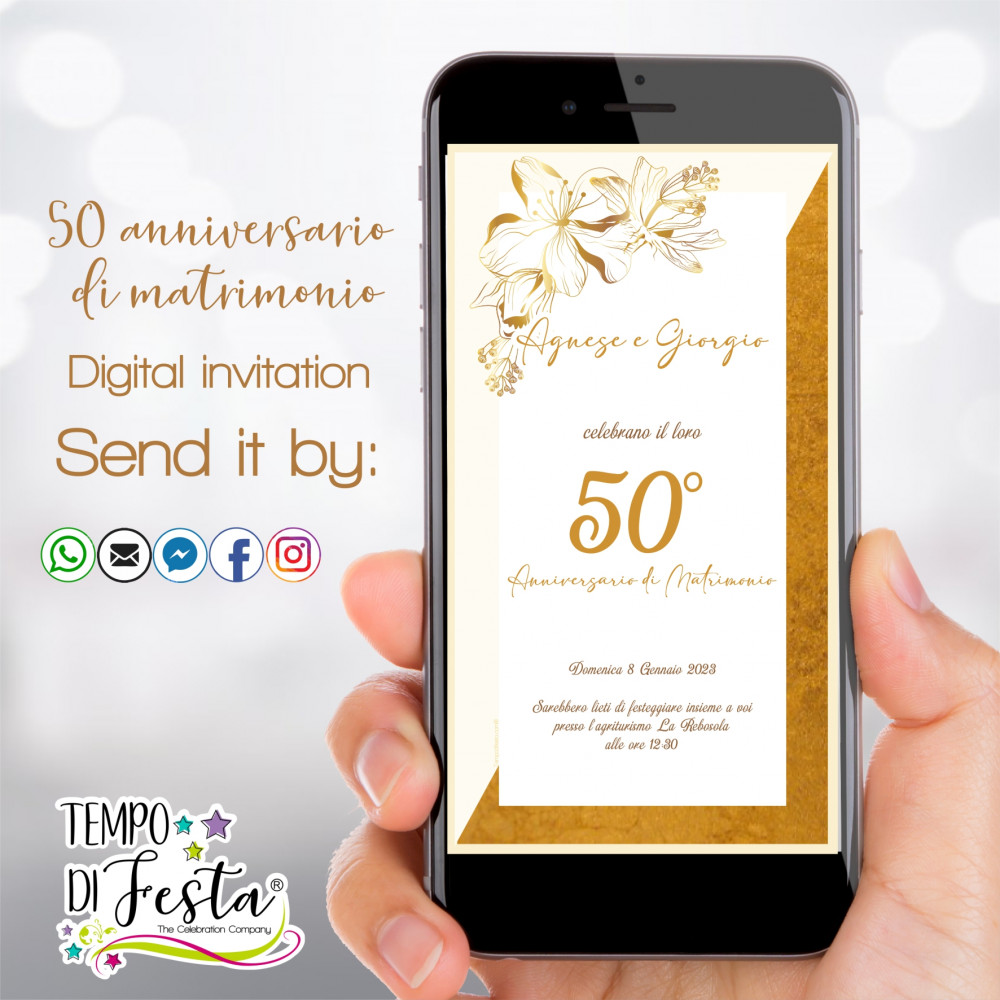 50° anniversario di matrimonio invito digitale per WhatsAppp