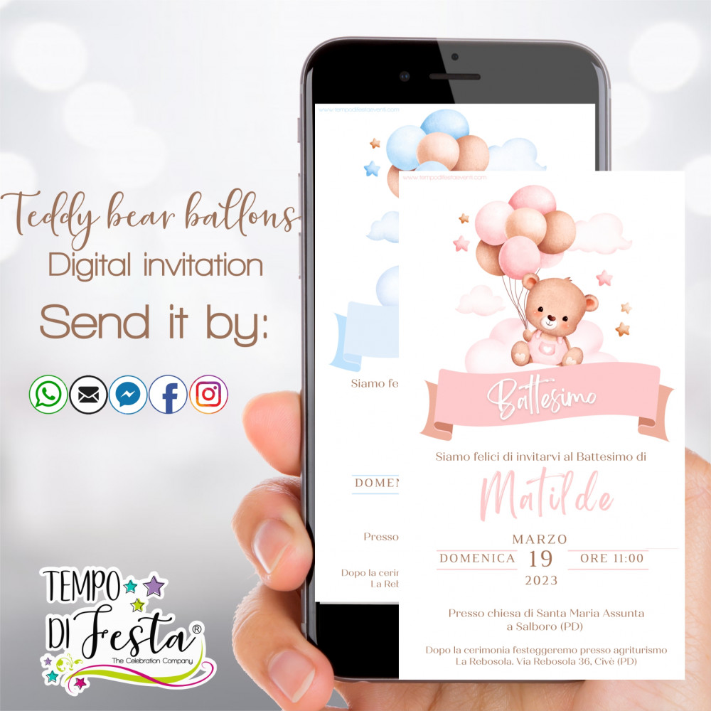 Teddy Bear digital invitation for WhatsApp