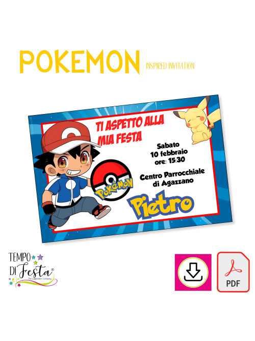 Pokémon invitacion digital para imprimir