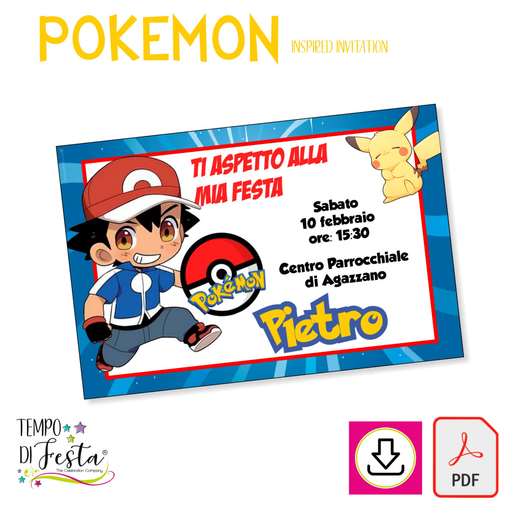 Pokemon printable digital invitation