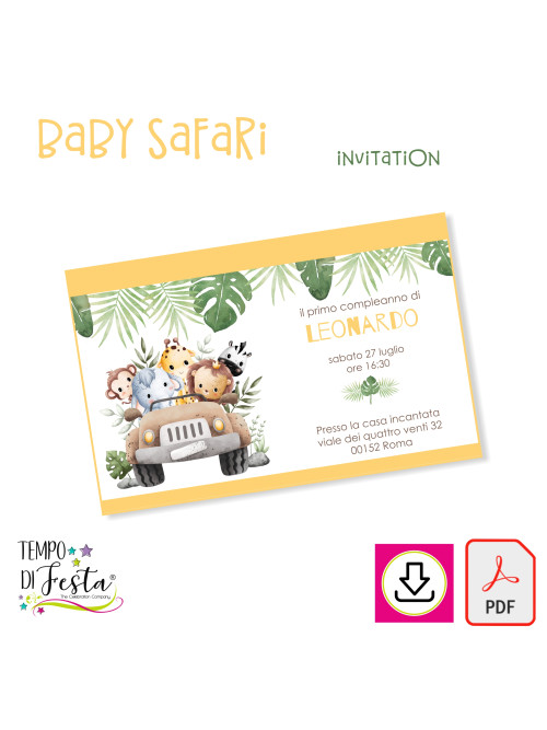 Baby Safari printable digital invitation