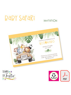 Baby Safari invitación digital para imprimir