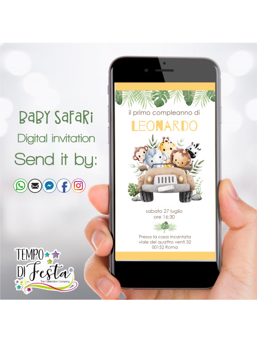 Baby Safari digital invitation for WhatsApp