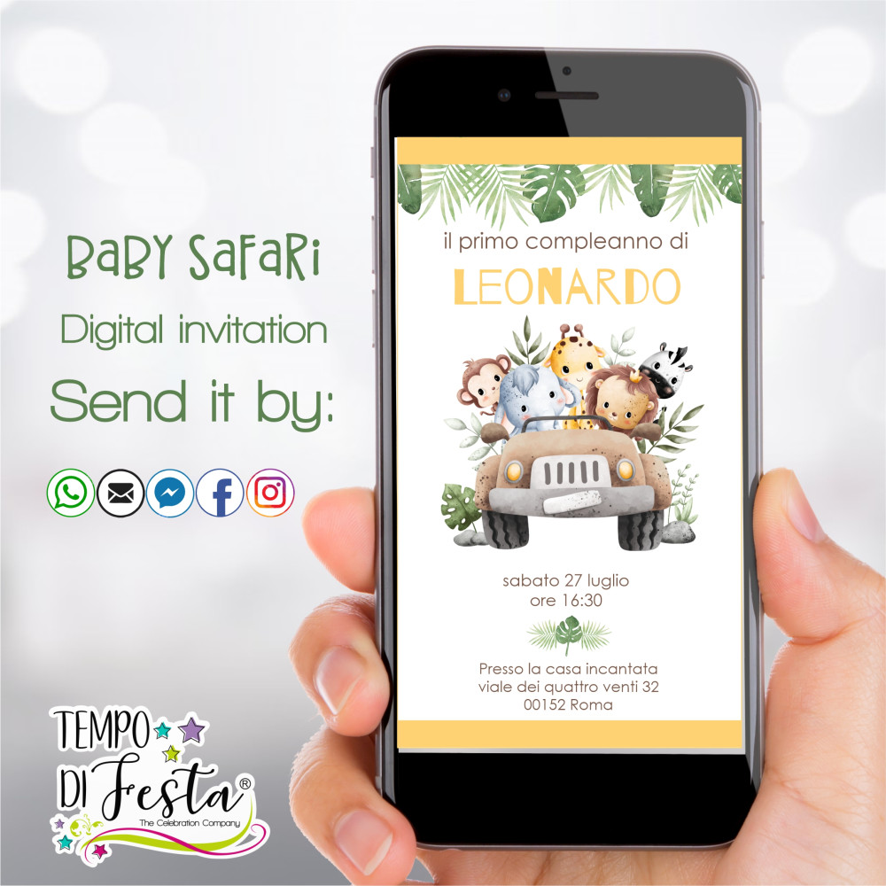 Baby Safari digital invitation for WhatsApp