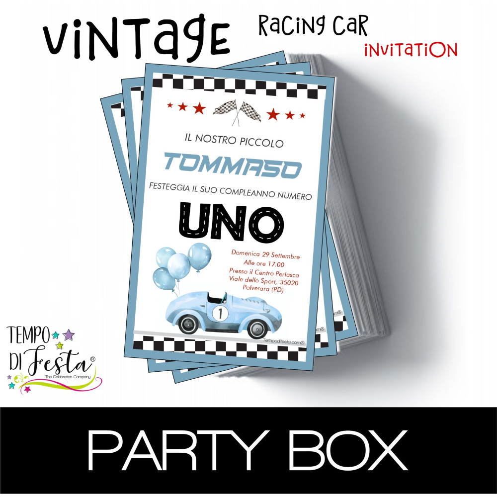 Vintage Racing Cars Paper Invitation