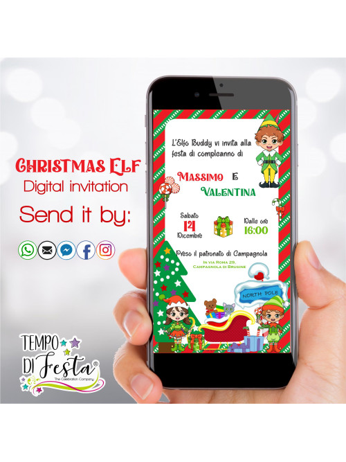 Christmas Elf Digital Invitation for WhatsApp