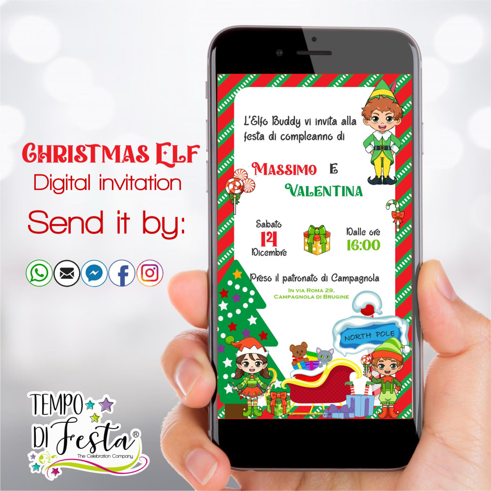 Christmas Elf Digital Invitation for WhatsApp