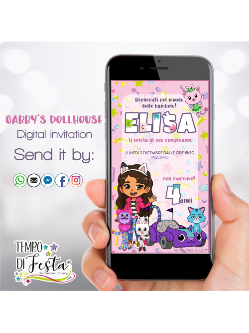 Gabby’s Dollhouse - Digital Invitation for WhatsApp