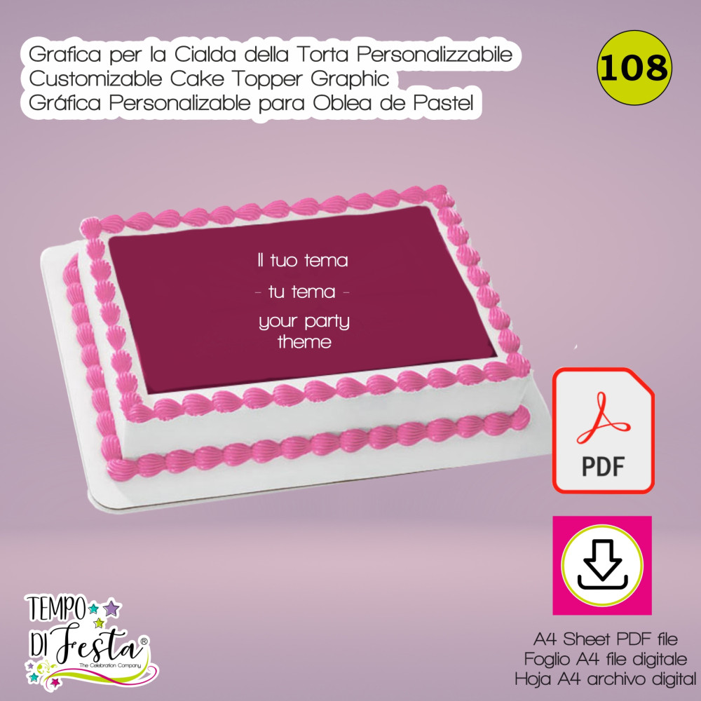 Customizable Digital Graphic for Cake Topper