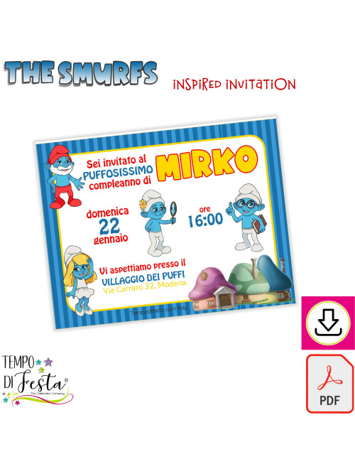 Los Pitufos - Invitación Digital para Imprimir