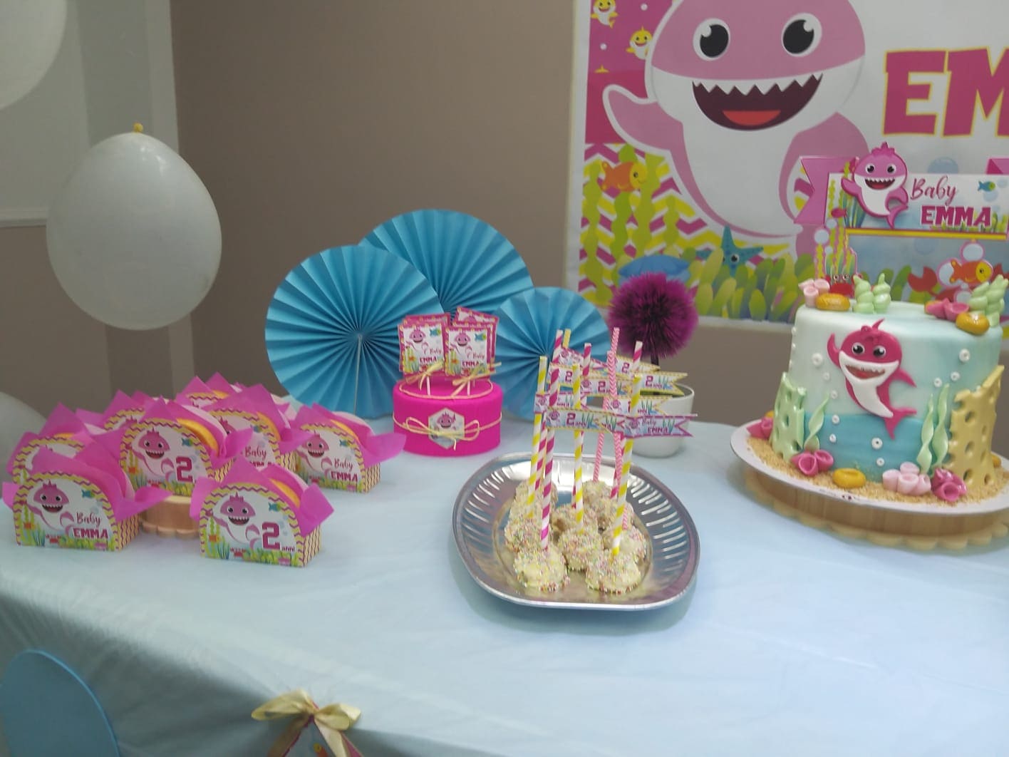 Cumpleaños Baby Shark Fiesta Rosa 